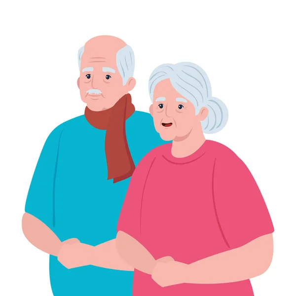 Anciana pareja sonriendo, anciana y hombre viejo pareja enamorada — Vector de stock