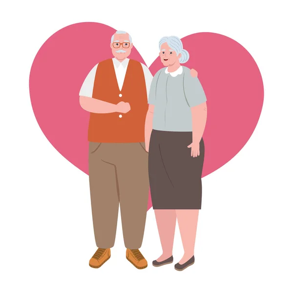 Ayakta duran yaşlı bir çift, yaşlı bir kadın ve yaşlı bir adam. — Stok Vektör