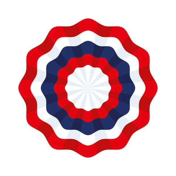 Roseta tricolor com fita azul, branca e vermelha — Vetor de Stock