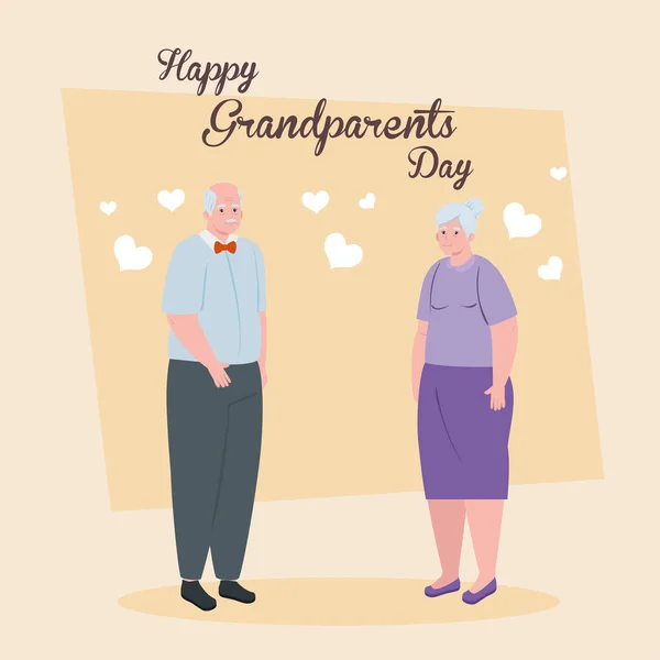 Feliz dia dos avós com bonito casal mais velho —  Vetores de Stock