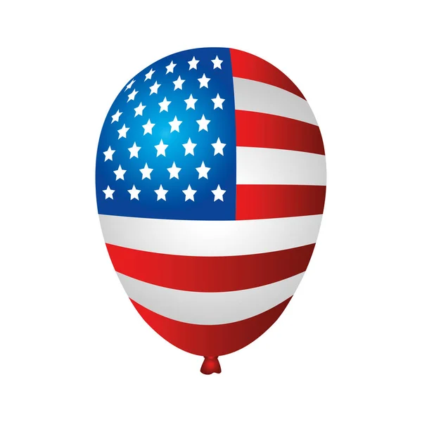 Palloncini elio con bandiera degli Stati Uniti, su sfondo bianco — Vettoriale Stock
