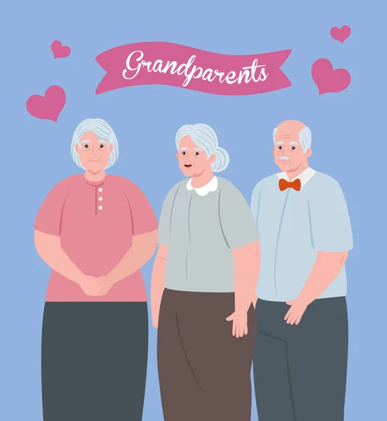 Şirin yaşlı insanlarla büyükanne ve büyükbaba günün kutlu olsun. — Stok Vektör