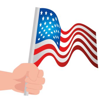 Beyaz arka planda Birleşik Devletler bayrağı olan el