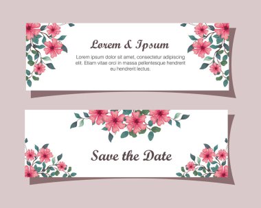 Çiçekli tebrik kartları pembe renk, çiçekli düğün davetiyeleri pembe renk dallı ve yapraklı.
