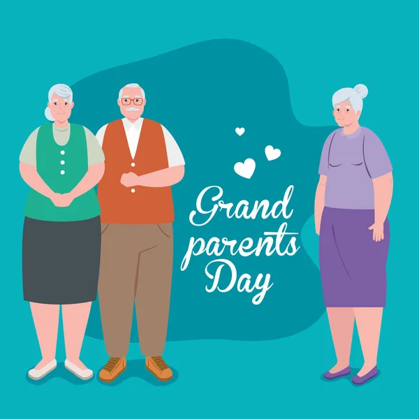 Happy grand parents day with cute old people — Stock Vector