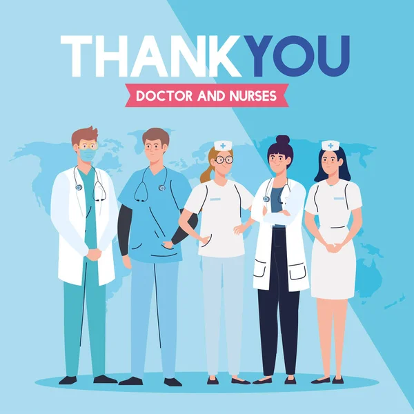Děkujeme lékaři a sestrám pracujícím v nemocnicích, zdravotnickým pracovníkům bojujícím s koronavirem covid 19 — Stockový vektor