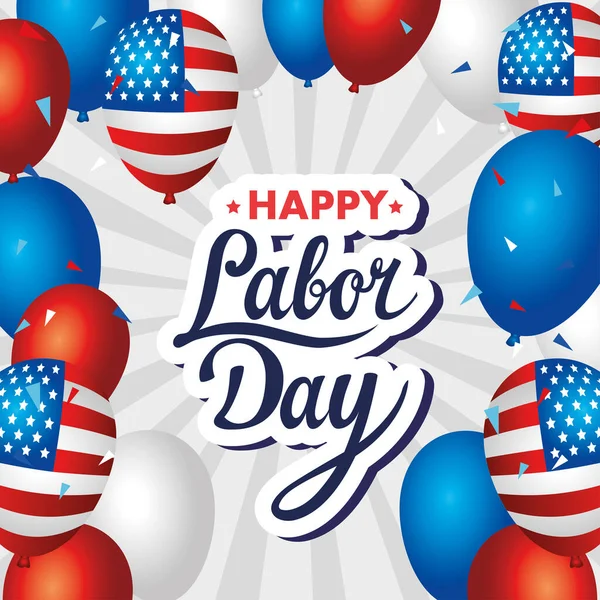 happy labor day holiday banner with balloons helium decoration