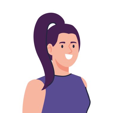 Beyaz arka planda güzel genç bir kadın.