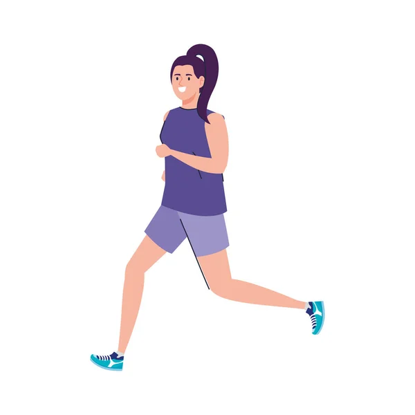 Mujer corriendo sobre fondo blanco — Vector de stock