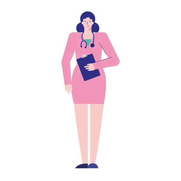 Médecin professionnel féminin avec liste de contrôle caractère avatar — Image vectorielle