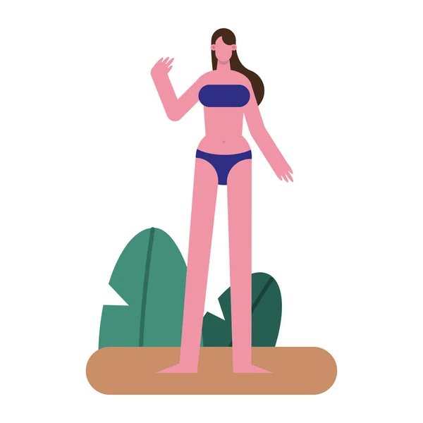 Young woman wearing swimsuit character — Stock Vector