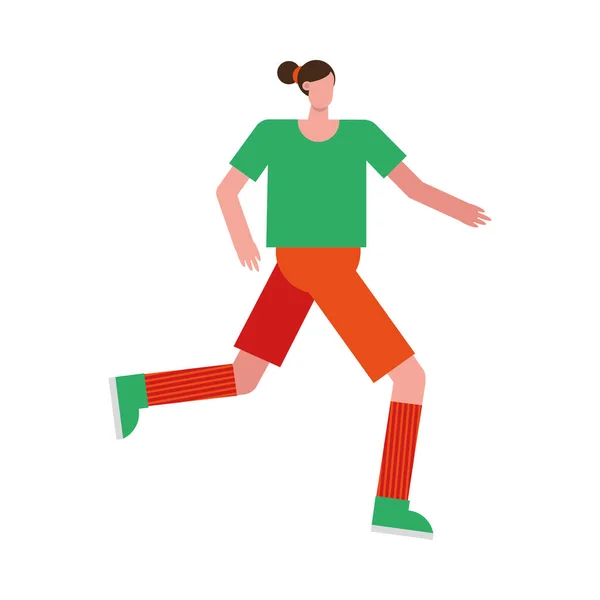 Joven mujer corriendo practicando actividad carácter — Vector de stock