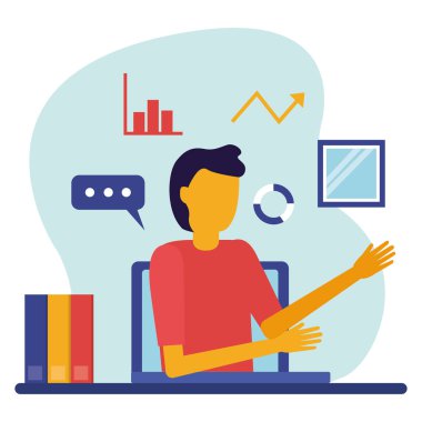 Genç bir öğrenciyle çevrimiçi evde eğitim