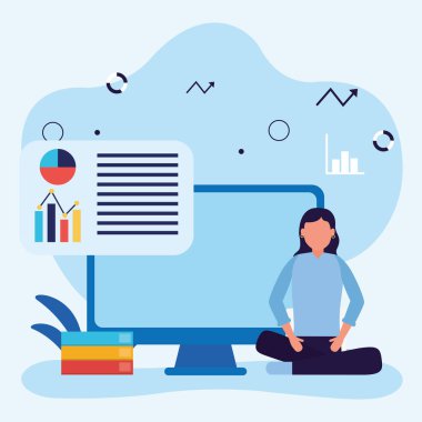 Evde eğitim gören genç bir kız öğrenci.