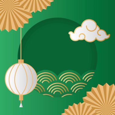 Sonbahar festivalinin ortasında lambaların asılı olduğu poster.