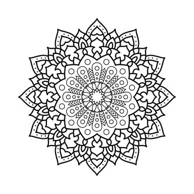 Dekoratif çiçekli tek renkli mandala etnik köken sanatsal simgesi