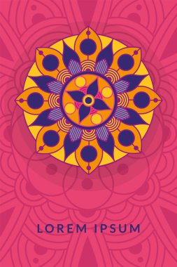 Fuşya arka planında dekoratif mandala etnisite sanatsal