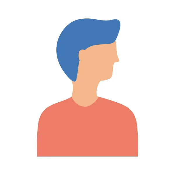 Mladý muž profil avatar znak plochý styl ikona — Stockový vektor
