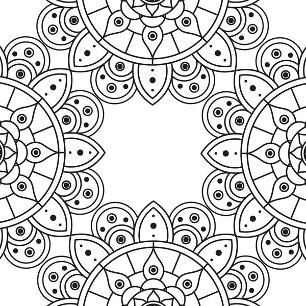 Dekoratif tek renkli mandala etnisite çerçevesi — Stok Vektör