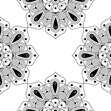 Dekoratif tek renkli mandala etnisite çerçevesi