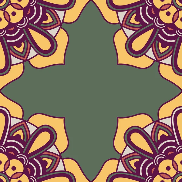 Décoratif floral coloré mandala ethnicité cadre — Image vectorielle