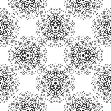 Dekoratif çiçekli tek renkli mandala etnisite arkaplanı