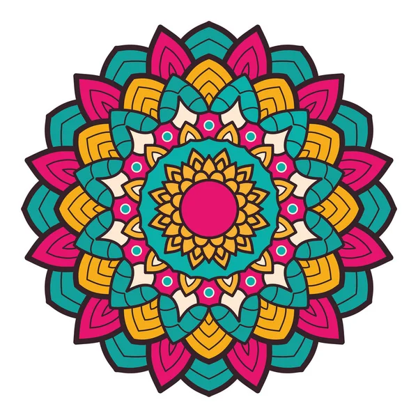 Décoratif floral coloré mandala ethnicité artistique icône — Image vectorielle