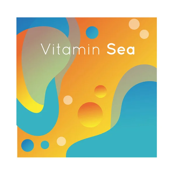 Vitamin sea colorful banner with lettering — Stock Vector