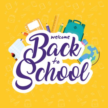 Okul posteri ve set malzemeleriyle