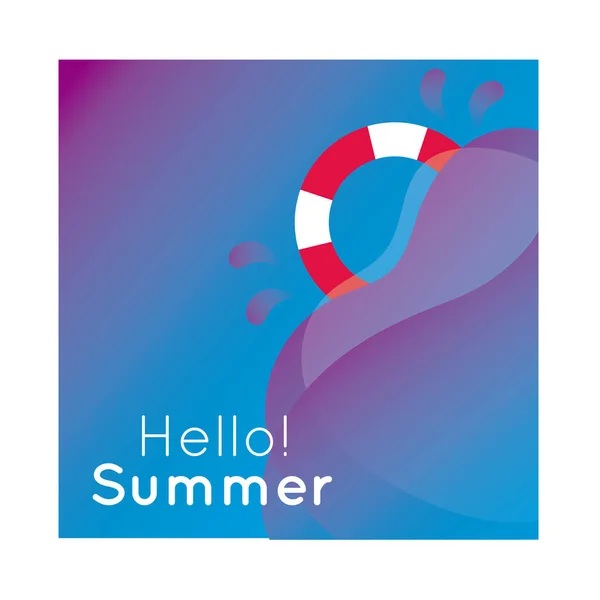 Γεια καλοκαίρι πολύχρωμο πανό με ναυαγοσώστη — Διανυσματικό Αρχείο