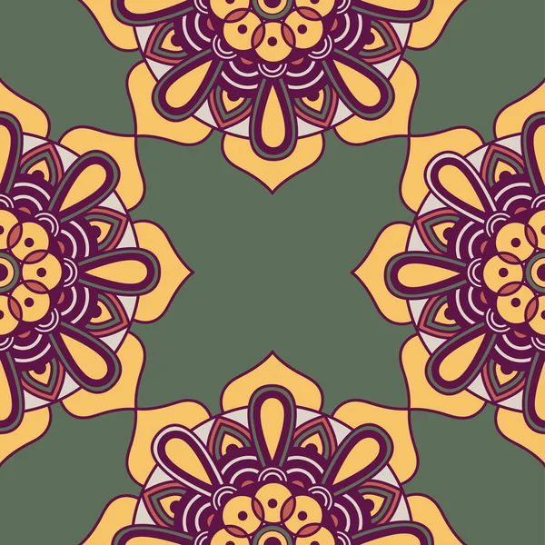Decorativo floreale colorato cornice mandala etnicità — Vettoriale Stock