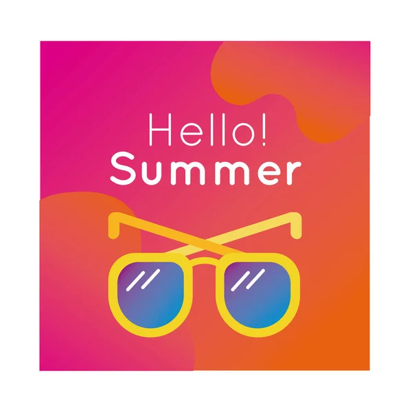 Hallo Sommer buntes Banner mit Sonnenbrille — Stockvektor