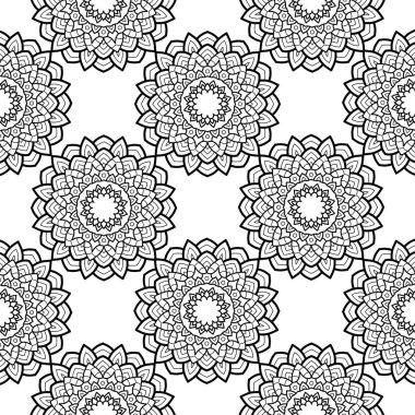 Dekoratif çiçekli tek renkli mandala etnisite arkaplanı