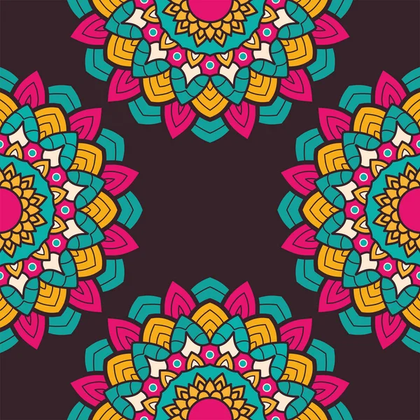 Décoratif floral coloré mandala ethnicité cadre — Image vectorielle