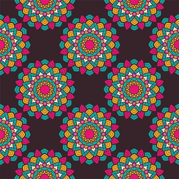 Floral décoratif coloré mandala ethnicité motif artistique — Image vectorielle
