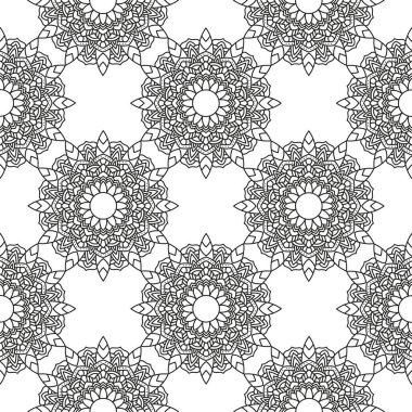 Dekoratif çiçekli tek renkli mandala etnisite arkaplanı