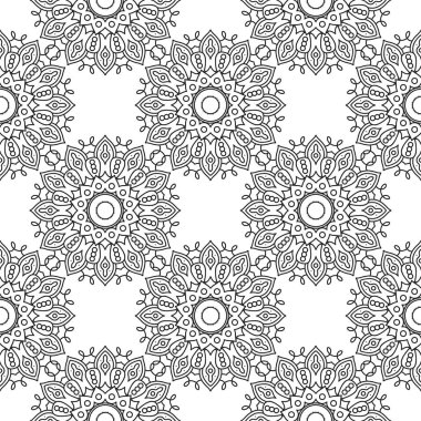 Dekoratif çiçekli tek renkli mandala etnisite arkaplanı