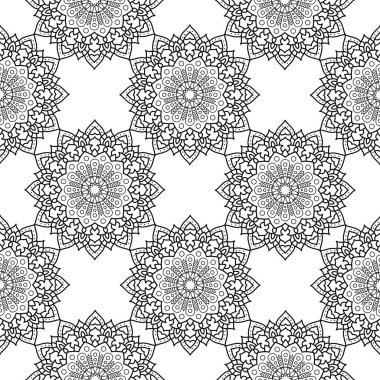 Dekoratif çiçekli tek renkli mandala etnisite arkaplanı