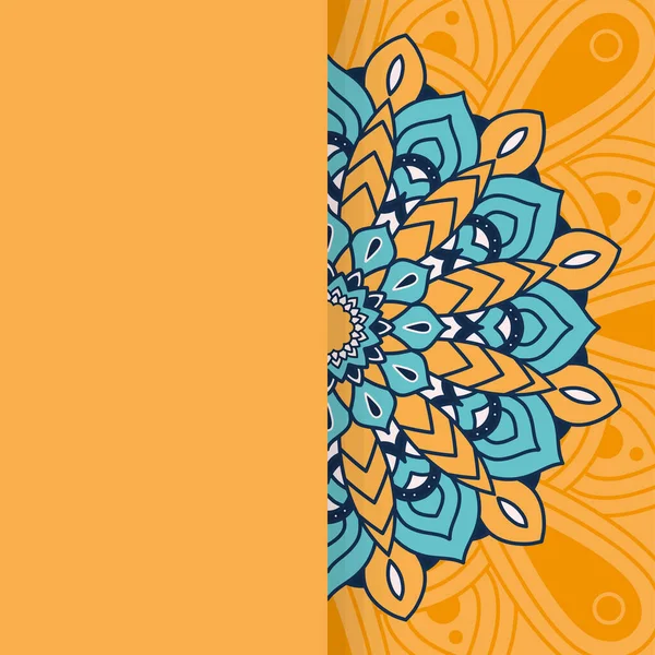 화려 한 꽃 색깔의 절반의 만달라 민족의 예술적 아이콘 — 스톡 벡터
