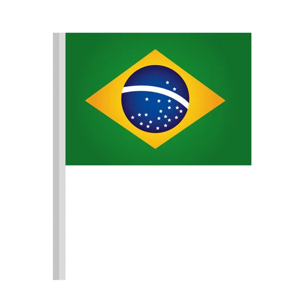Brasilianische Fahne im Stock, auf weißem Hintergrund — Stockvektor