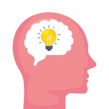 Ampullü insan profili, beyaz arkaplanda