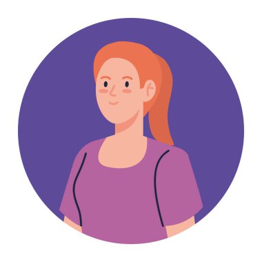 Çerçeveli, beyaz arka planda güzel genç bir kadın.