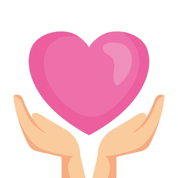 Hands holding heart on white background — Stock Vector