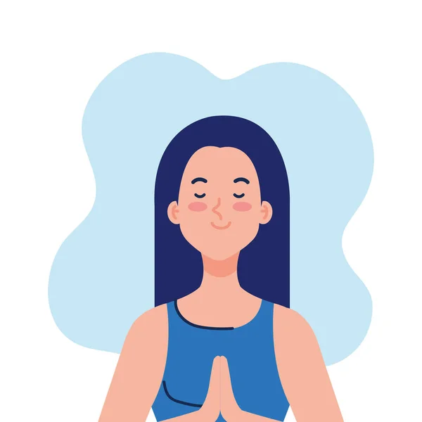 Méditation femme sur fond blanc — Image vectorielle