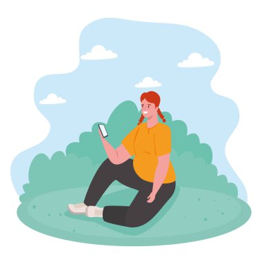 Akıllı telefon kullanan kadın, sosyal medya ve iletişim teknolojisi kavramı