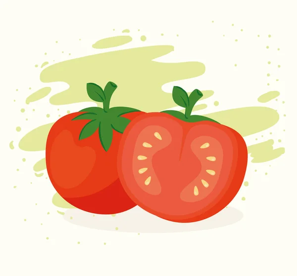 Υγιεινά τρόφιμα έννοια, φρέσκες ντομάτες — Διανυσματικό Αρχείο