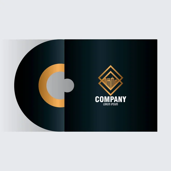 Identidade corporativa mockup marca, cd black mockup com sinal de ouro — Vetor de Stock
