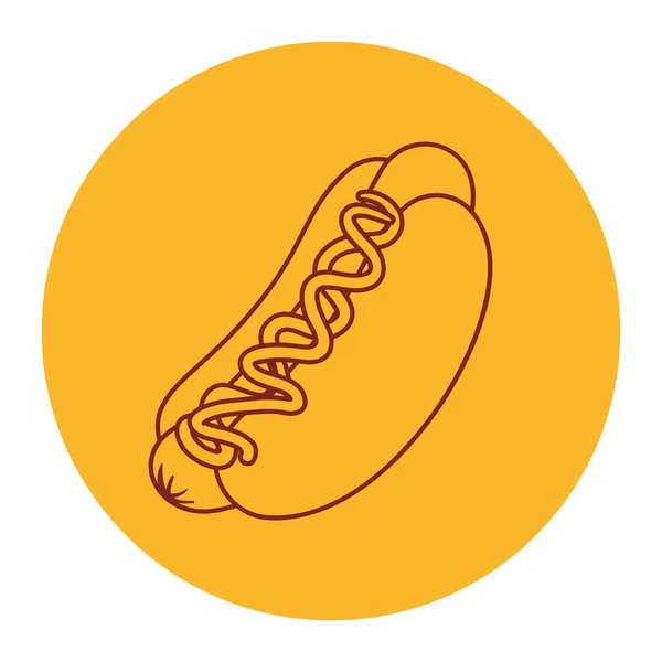 Fast food delicious hot dog, line style icon — Stock Vector