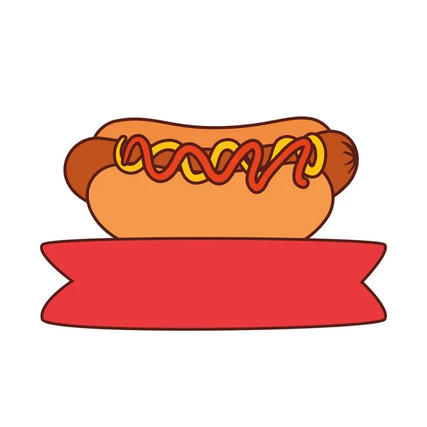 Gyorsétterem finom hot dog szalaggal, fehér alapon — Stock Vector