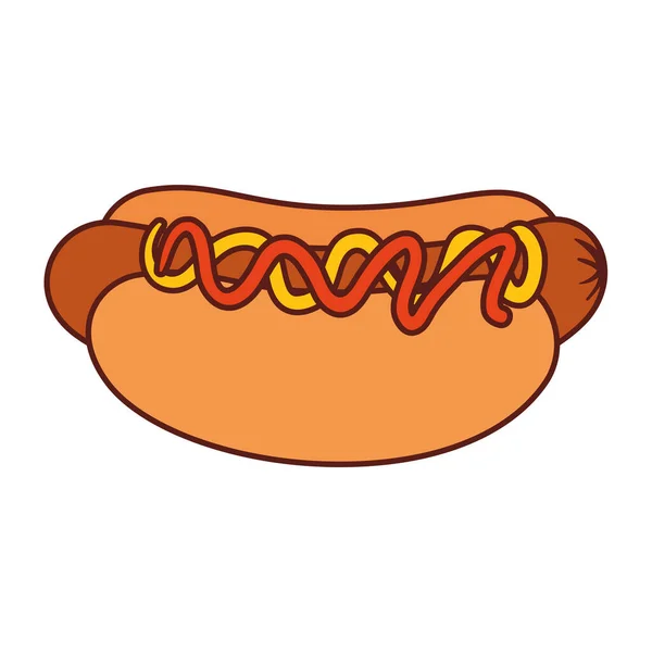 Fast food delizioso hot dog su sfondo bianco — Vettoriale Stock